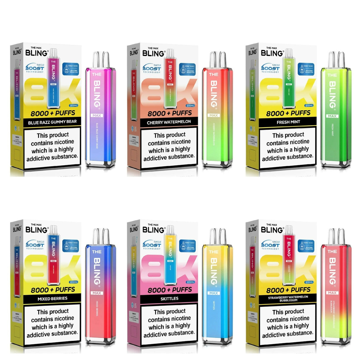 The Crystal Bling Max 8000 Pre-filled VAPE - (BOX OF 5)