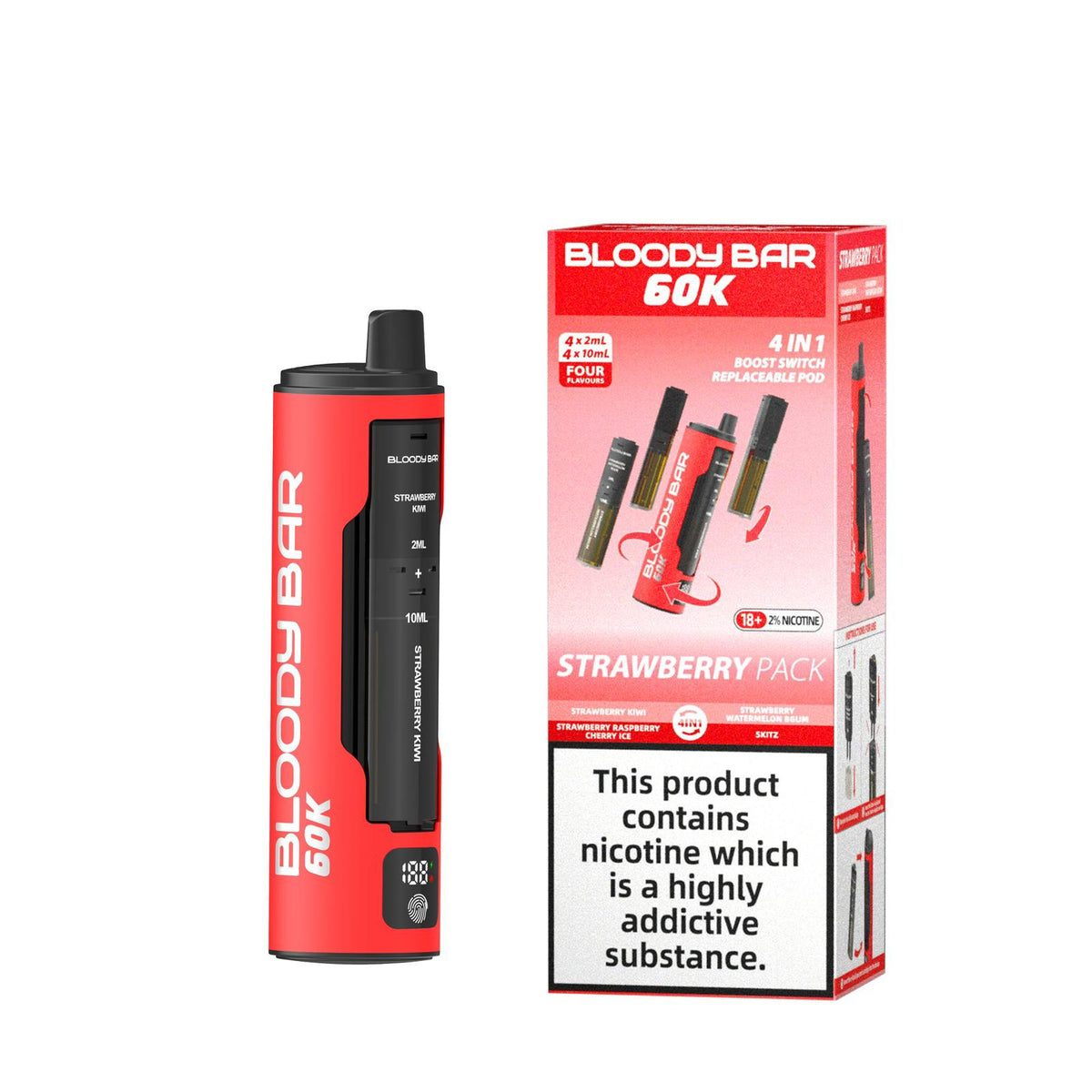 Bloody Bar 60k Prefilled 4 In 1 Pod Vape Kit