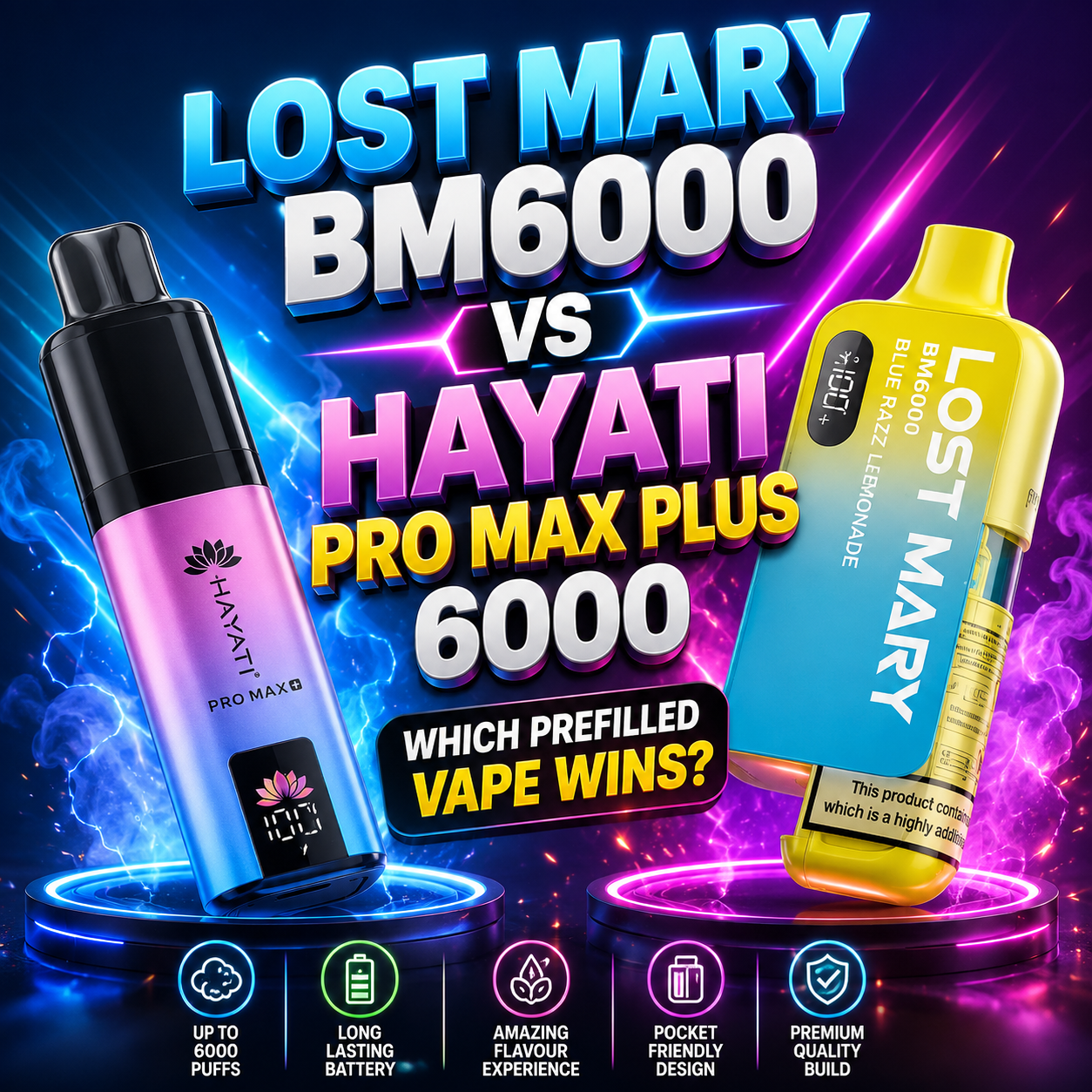 Lost Mary BM6000 vs Hayati Pro Max Plus 6000: Which Prefilled Vape Wins?