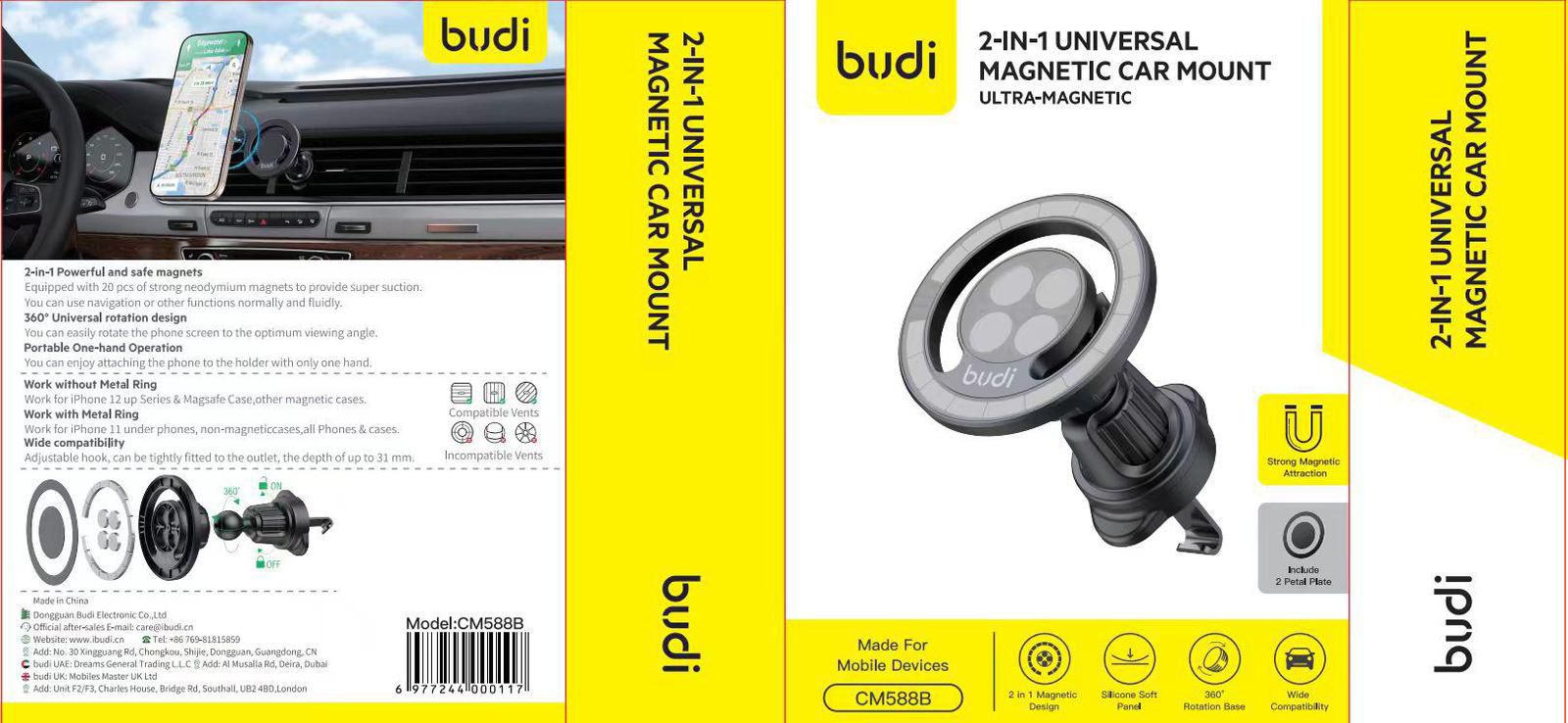 Budi - 2 In 1 Universal Magnetic Car Mount