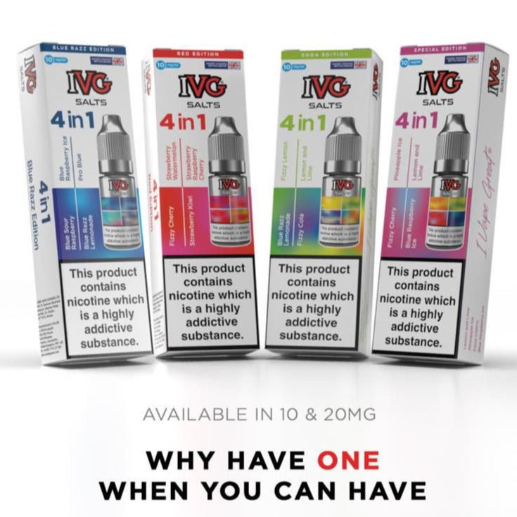 IVG - 4 in 1 IVG Nic Salt 10ml E-liquids Pack of 10 - theno1plugshop