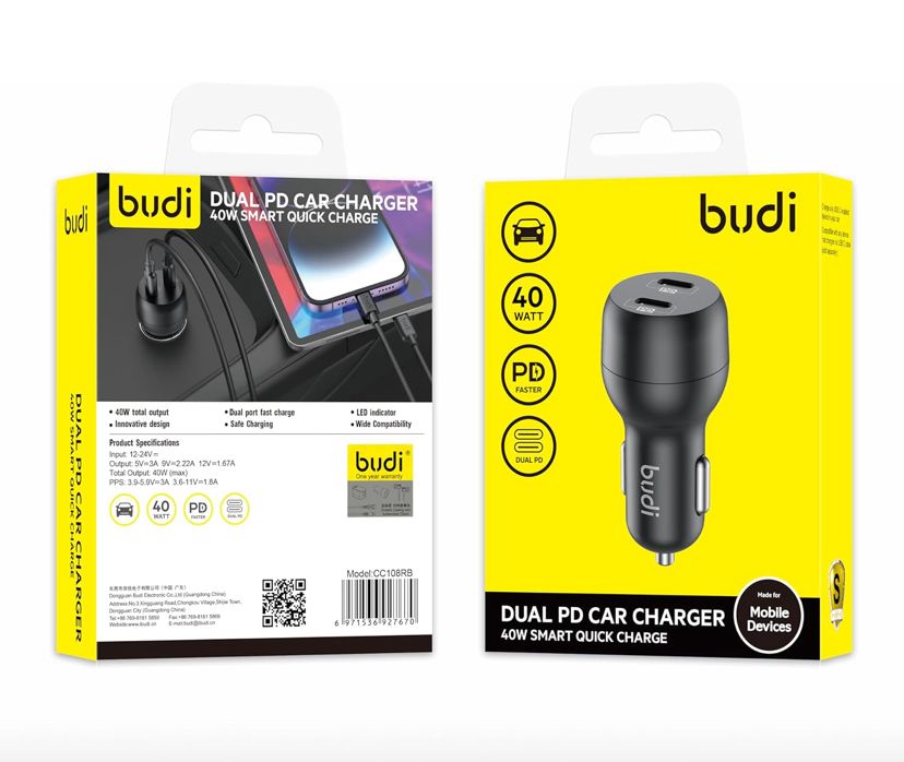 Budi - Dual PD Car Charger - 40W