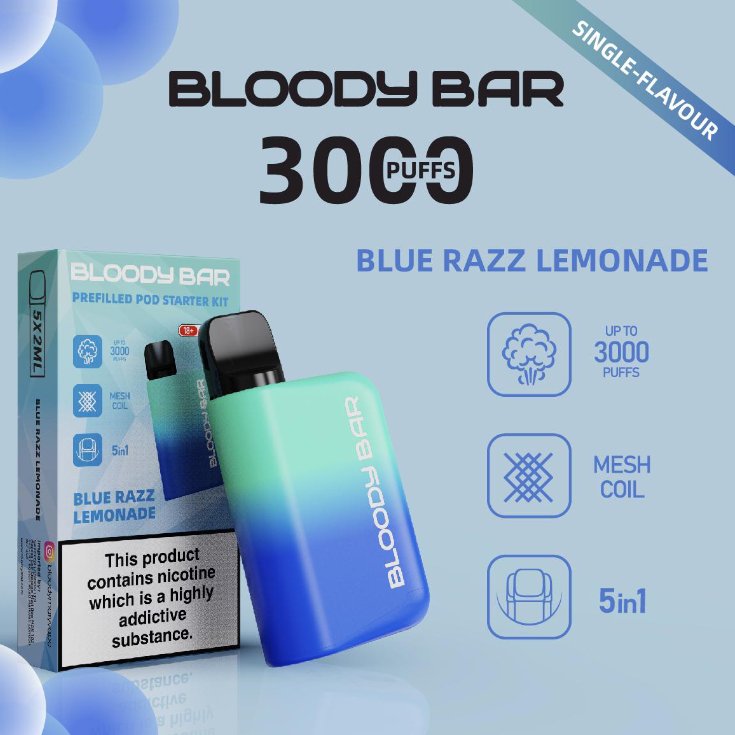 Bloody Mary - 5 in 1 Bloody Mary 3000 Puffs Prefilled Pod Kit (Box of 5) - theno1plugshop