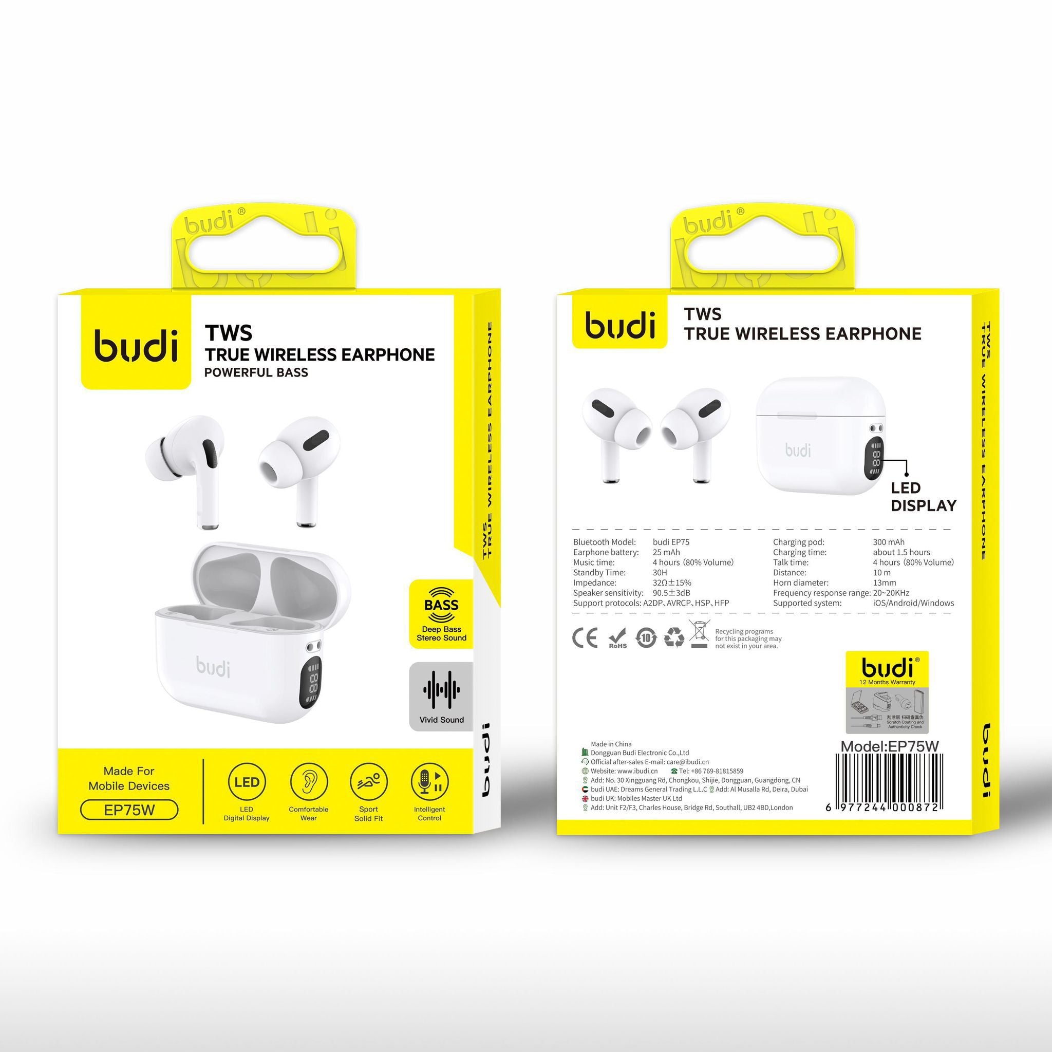Budi - TWS True Wireless Earphone Powerful Base - EP75W