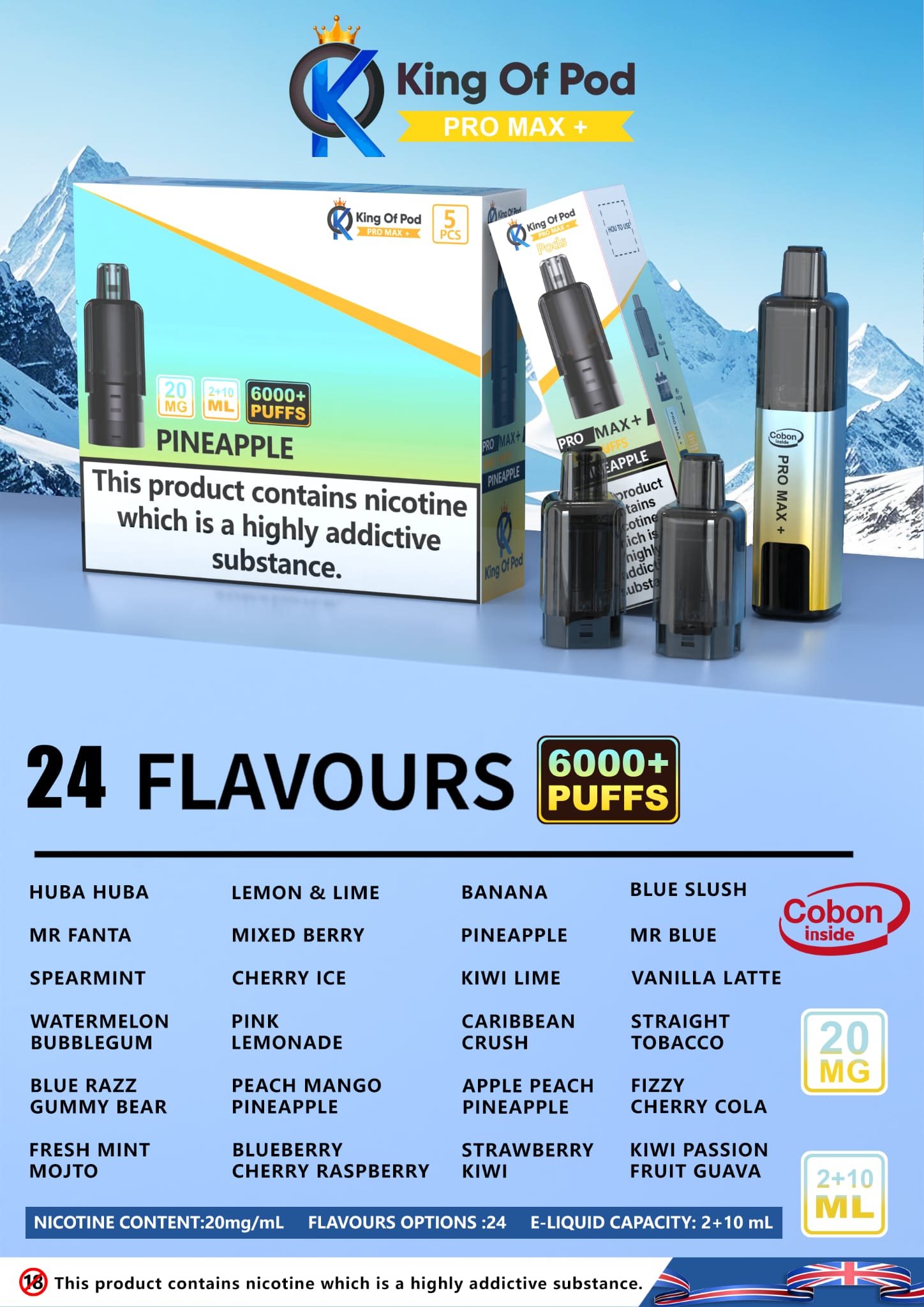 King of Pod Pro Max+ Compatible With Hayati 6k Replacement PODS (PACK OF 5)