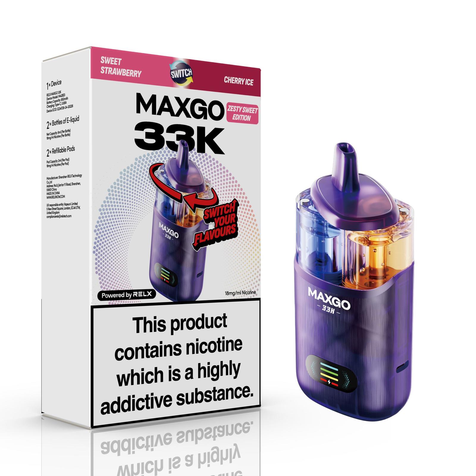 RELX MaxGO 33k Prefilled Vape Kit (BOX OF 5)