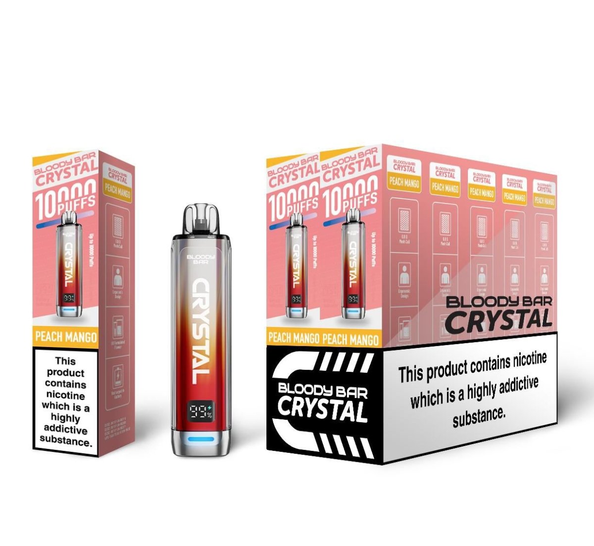 10000 puff vape box of 10 Bloody Bar Crystal 10K Prefilled Vape