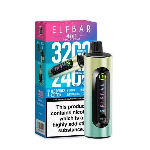 Elf Bar 4 - in - 1 3200 Prefilled Pod Kit Box of 10 - #Simbavapeswholesale#