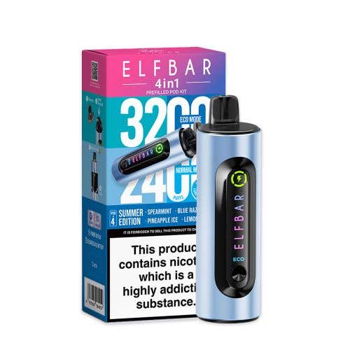 Elf Bar 4 - in - 1 3200 Prefilled Pod Kit Box of 10 - #Simbavapeswholesale#