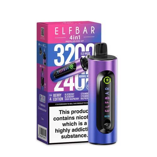 Elf Bar 4 - in - 1 3200 Prefilled Pod Kit Box of 10 - #Simbavapeswholesale#