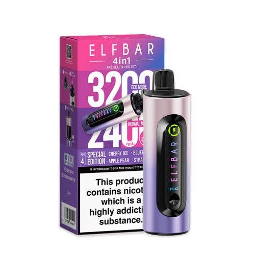 Elf Bar - Elf Bar 4 - in - 1 3200 Prefilled Pod Kit Box of 5 - The No1 Plug