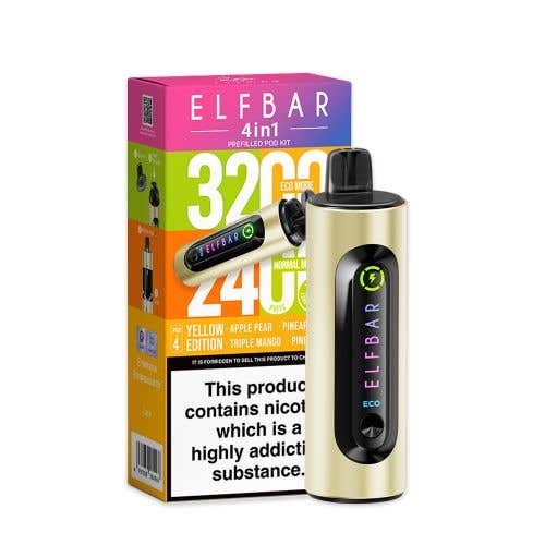 Elf Bar - Elf Bar 4 - in - 1 3200 Prefilled Pod Kit Box of 5 - The No1 Plug