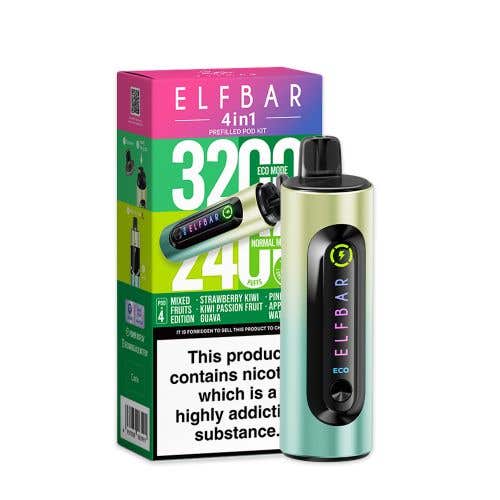 Elf Bar - Elf Bar 4 - in - 1 3200 Prefilled Pod Kit Box of 5 - The No1 Plug