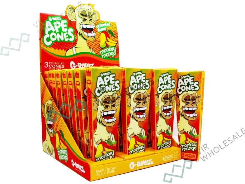 G - ROLLZ - G - ROLLZ Ape Cones - 24 Per Box - 3 Cones Per Pack - Pop Activated Flavoured Filter - Monkey Mango - The No1 Plug