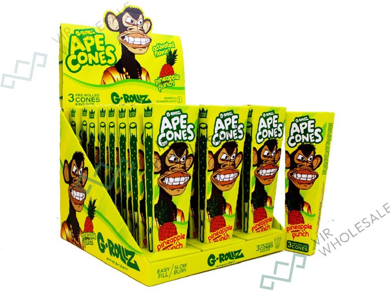 G - ROLLZ - G - ROLLZ Ape Cones - 24 Per Box - 3 Cones Per Pack - Pop Activated Flavoured Filter - Pineapple Punch - The No1 Plug