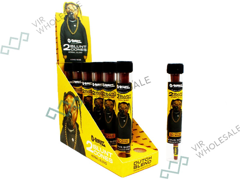 G-ROLLZ Blunt Cones - 12 Tubes Per Pack - 2 Cones Per Tube (Chamomile +Yerba Mate) - Dutch Blend