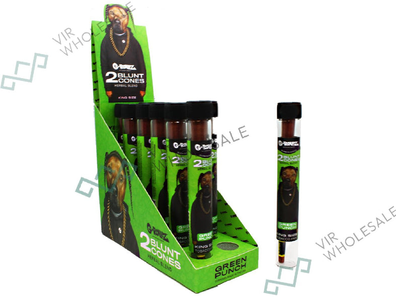 G-ROLLZ Blunt Cones - 12 Tubes Per Pack - 2 Cones Per Tube (Chamomile +Yerba Mate) - Green Punch