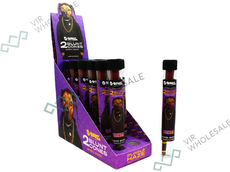 G-ROLLZ Blunt Cones - 12 Tubes Per Pack - 2 Cones Per Tube (Chamomile +Yerba Mate) - Purple Haze