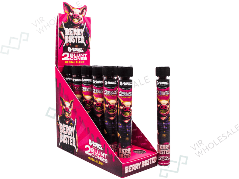 G-ROLLZ Blunt Cones - 12 Tubes Per Pack - 2 Cones Per Tube (Chamomile +Yerba Mate+Cacao) - Berry Busted