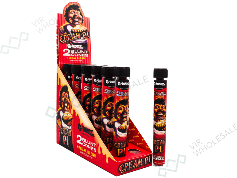 G-ROLLZ Blunt Cones - 12 Tubes Per Pack - 2 Cones Per Tube (Chamomile +Yerba Mate+Cacao) - Cream Pi