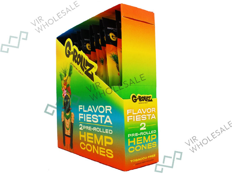 G-ROLLZ Pre-Rolled Hemp Cones - 12 Packs Per Box - 2 Cones Per Pack - Flavor Fiesta