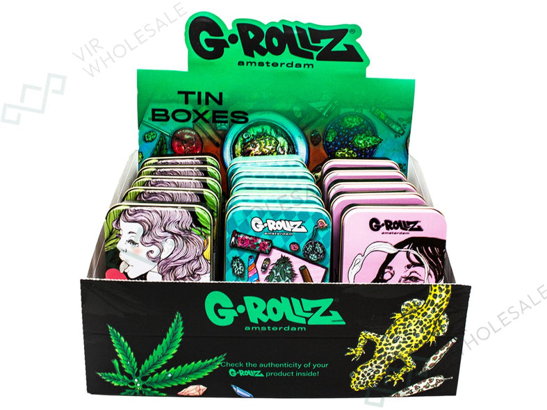 G-ROLLZ | Storage Tins - 15 Per Box - 3 Designs - Display 1