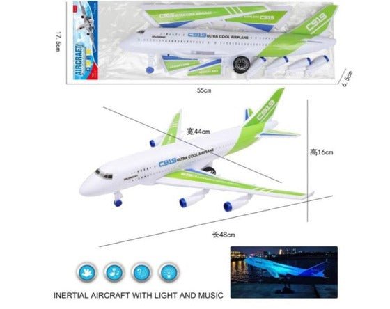 Unbranded - GD002 Green Inertial Aircraft With Light And Music - The No1 Plug
