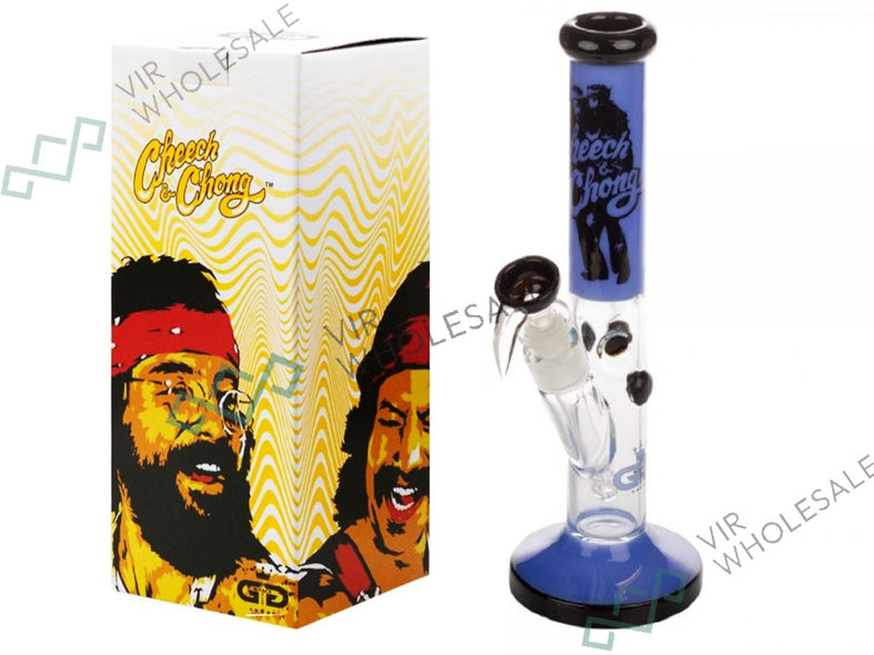 Grace Glass | Cheech & Chong 'Peace' - Straight Bong Blue H:30cm - Ø:38mm - SG:18.8mm