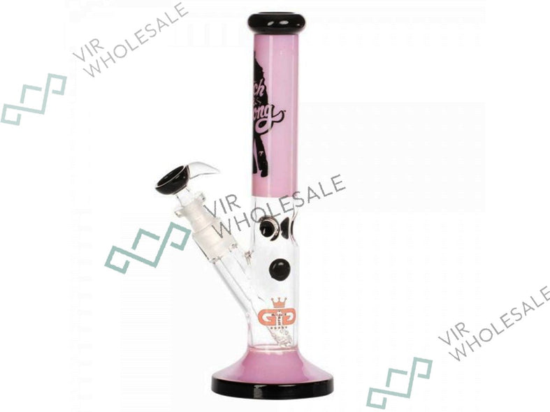 Grace Glass | Cheech & Chong 'Peace' - Straight Bong Pink H:30cm - Ø:38mm - SG:18.8mm