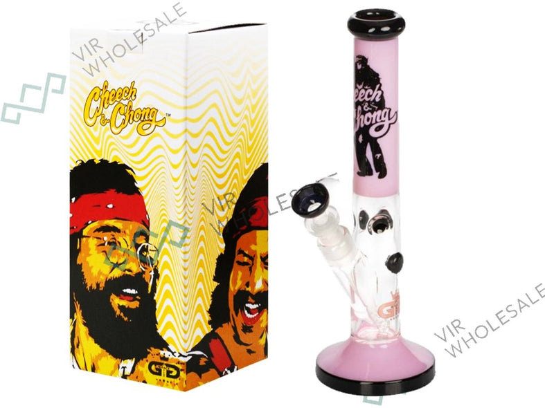 Grace Glass | Cheech & Chong 'Peace' - Straight Bong Pink H:30cm - Ø:38mm - SG:18.8mm