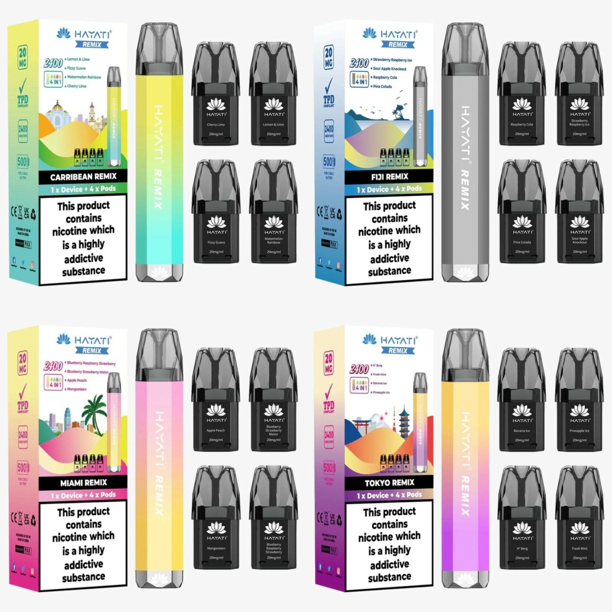 Hayati - Hayati Remix 2400 Pod Vape Kit ( 4 Pre - Filled Pods Included ) - The No1 Plug