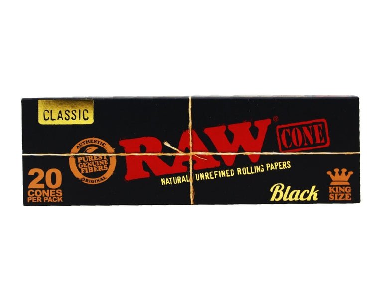 RAW - RAW Black Classic King Size Pre - Rolled Cones - Pack of 20 - The No1 Plug