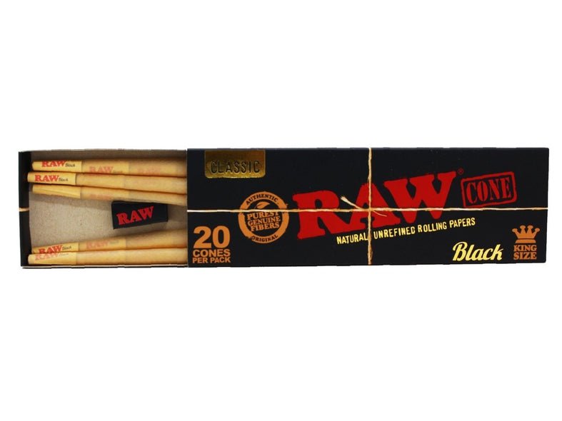 RAW - RAW Black Classic King Size Pre - Rolled Cones - Pack of 20 - The No1 Plug