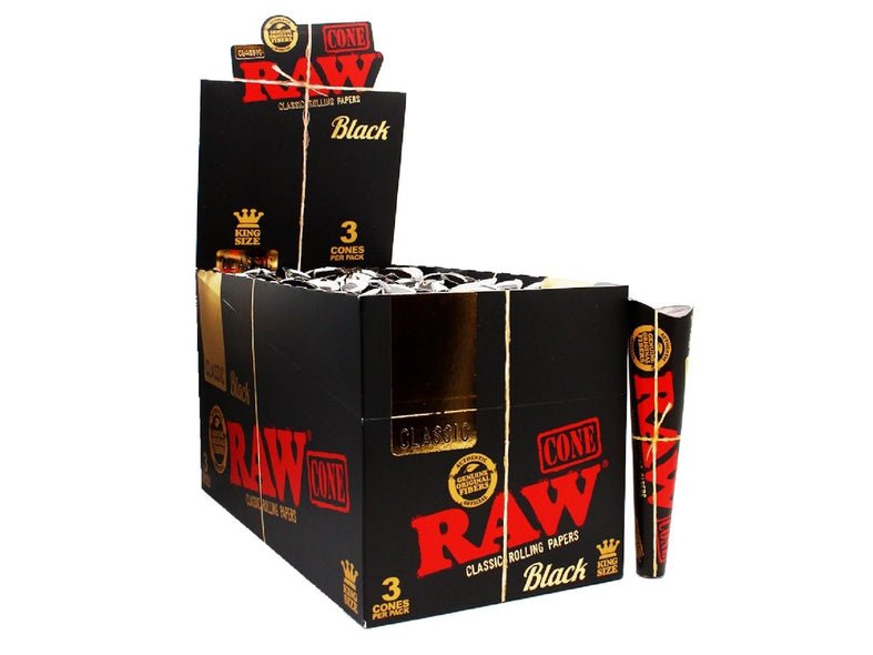 RAW - RAW Black King Size Pre - Rolled Cones (3 Pack) - The No1 Plug