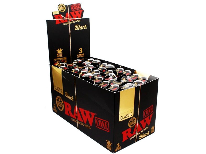 RAW - RAW Black King Size Pre - Rolled Cones (3 Pack) - The No1 Plug