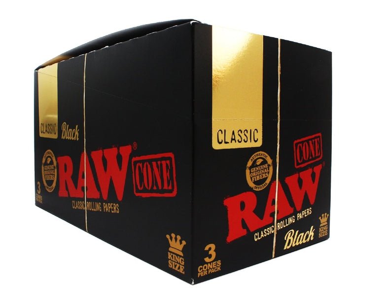 RAW - RAW Black King Size Pre - Rolled Cones (3 Pack) - The No1 Plug