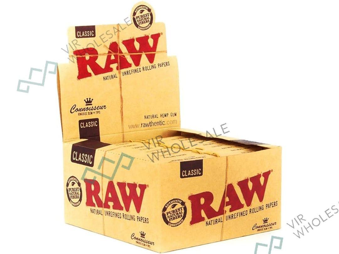 RAW - RAW Classic Connoisseur King Size Slim Rolling Papers & Tips - The No1 Plug