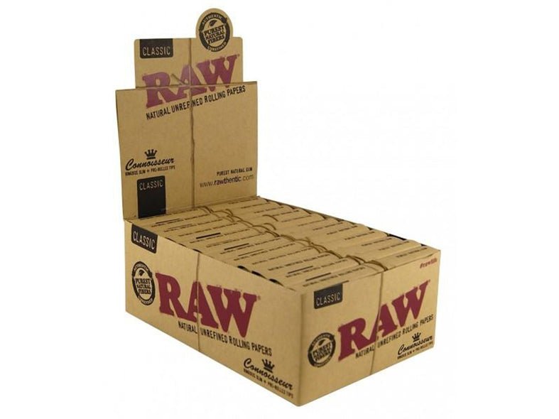 RAW - RAW Classic Connoisseur King Size Slim Rolling Papers With Pre - Rolled Tips - The No1 Plug