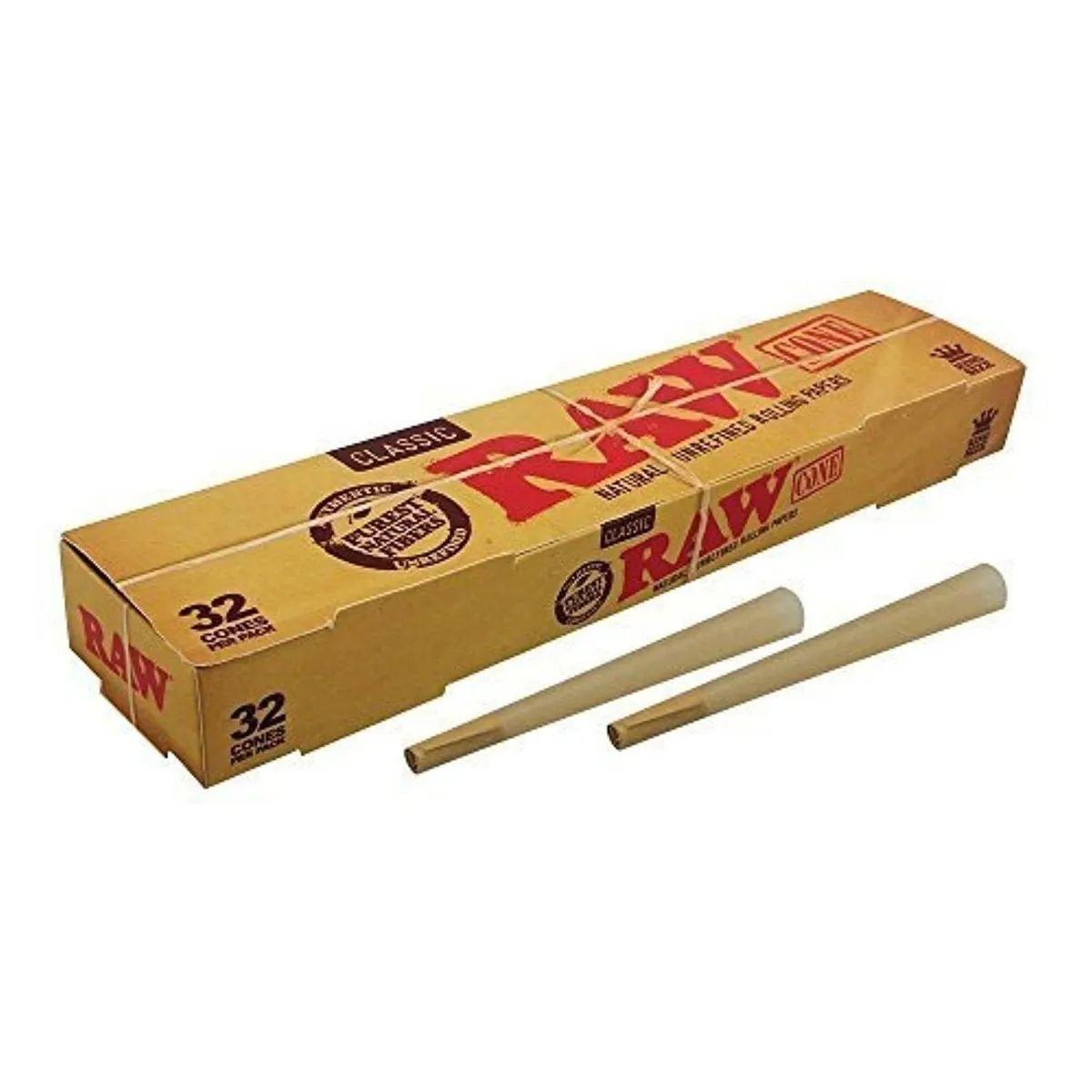 RAW - RAW Classic Natural Unrefined King Size Cones Pack of 32 - The No1 Plug