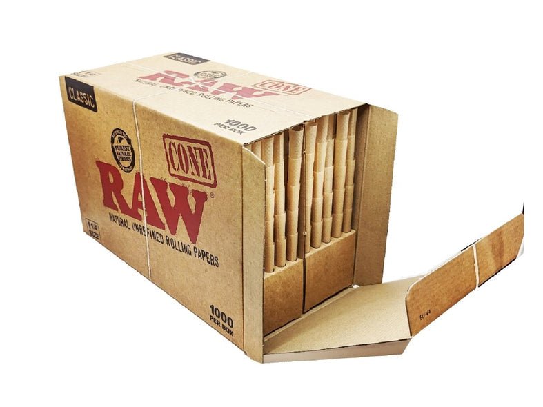 RAW - RAW Classic Pre - Rolled Cones - 1¼ - BULK Box of 1000 - The No1 Plug