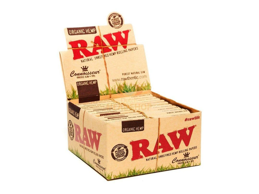 RAW - RAW Organic Hemp Natural King Size Slim Rolling Papers + Tips - The No1 Plug