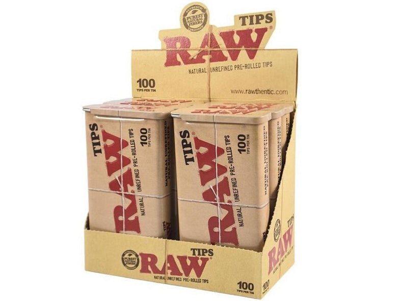 RAW - RAW Pre - Rolled 100 Tips In Tin - 6 tins per box - The No1 Plug