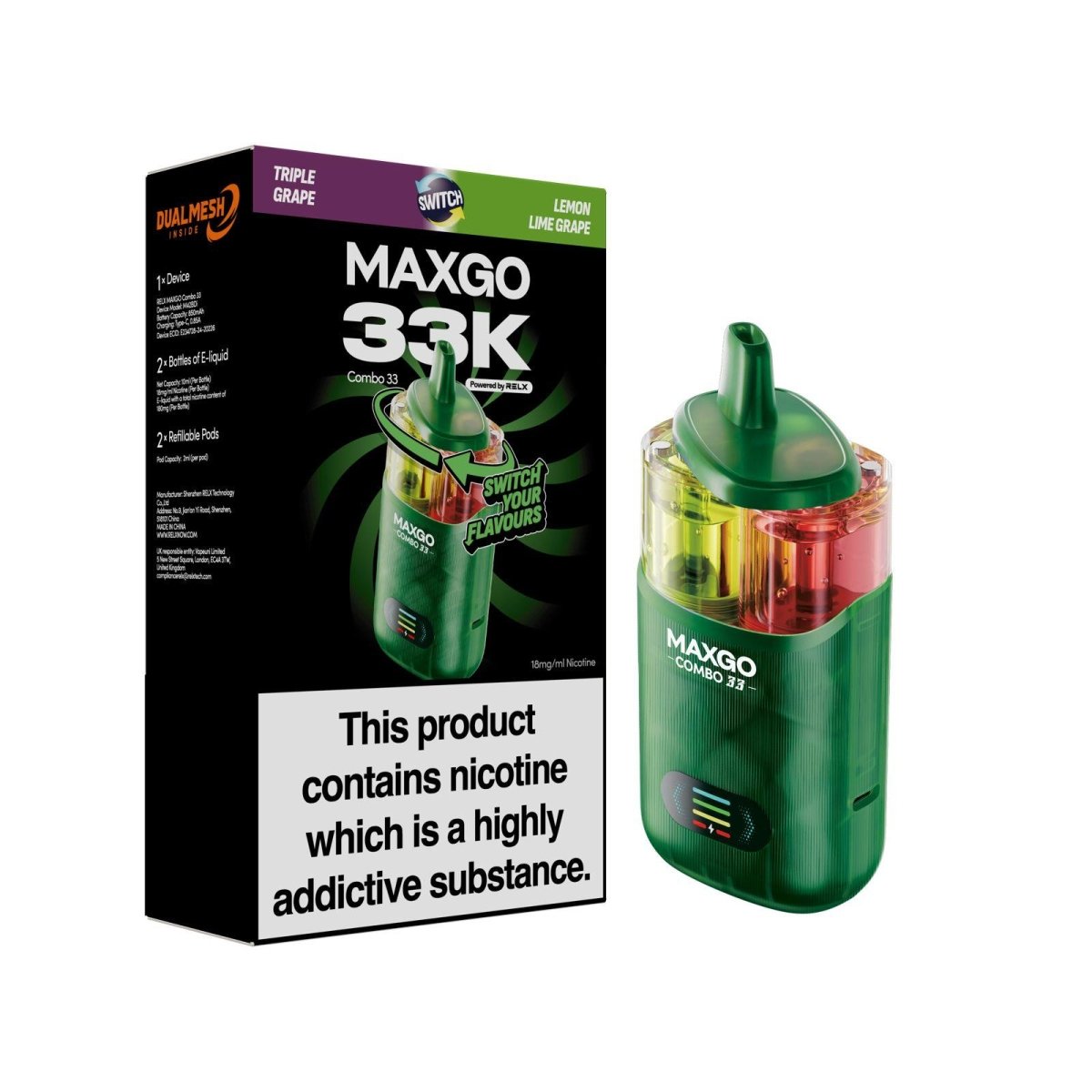 Relx - Relx Maxgo 33k Prefilled Pod Vape Kit - (BOX OF 5) - The No1 Plug