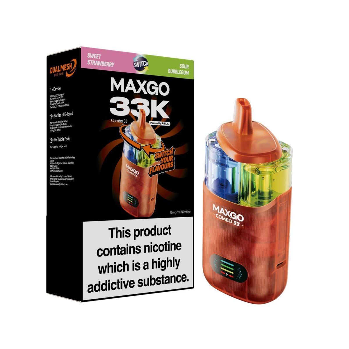 Relx - Relx Maxgo 33k Prefilled Pod Vape Kit - (BOX OF 5) - The No1 Plug