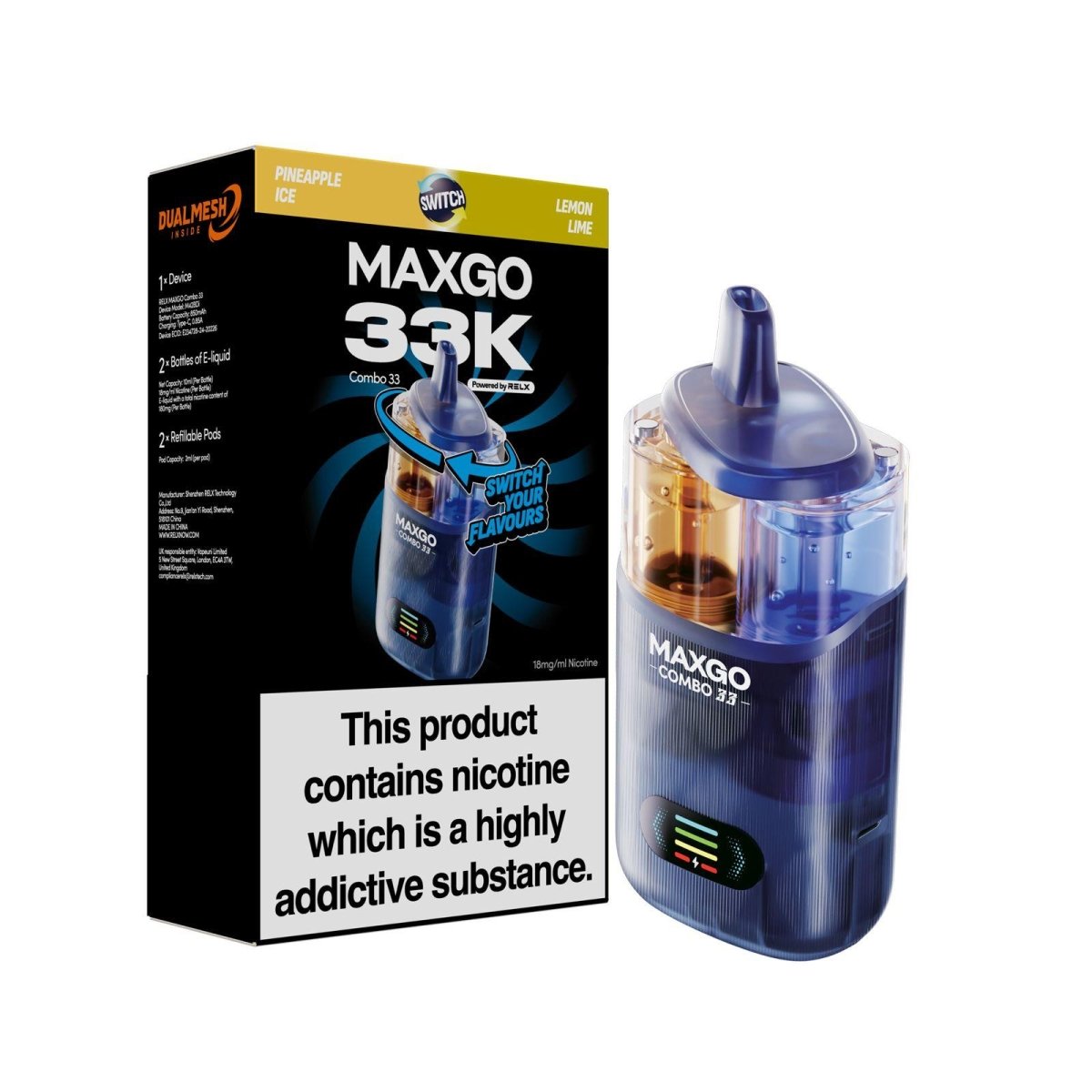 Relx - Relx Maxgo 33k Prefilled Pod Vape Kit - (BOX OF 5) - The No1 Plug