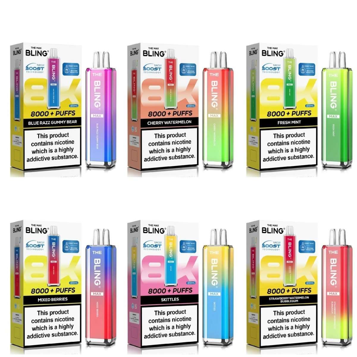 The Crystal Bling - The Crystal Bling Max 10000 Pre - filled VAPE - (BOX OF 5) - The No1 Plug