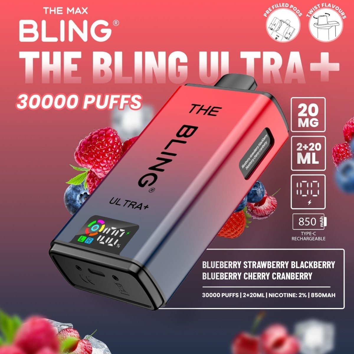 The Crystal Bling Ultra+ 30k Pre-filled VAPE - (BOX OF 5) The No1 Plug The Crystal Bling Ultra+ 30k Pre-filled VAPE - (BOX OF 5) The No1 Plug