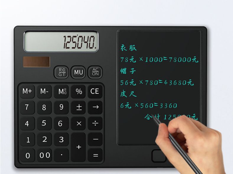 theno1plugshop - 12-Digit Display Calculator with Writing Pad - Black - theno1plugshop