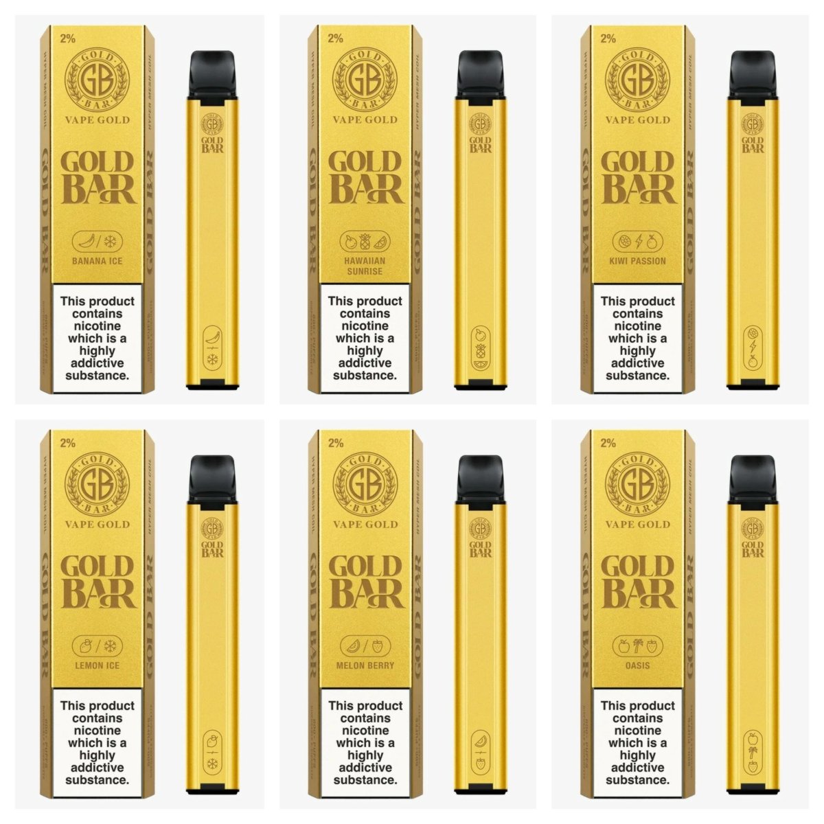 Gold Bar - Gold Bar 600 Disposable Vape Pod Puff Bar Device Box of 10 - theno1plugshop