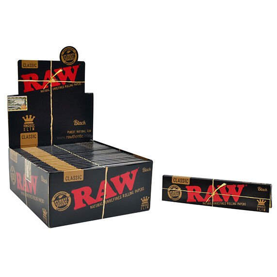 Wholesale - Raw Black Rolling Papers King Size Slim - Pack of 24 - theno1plugshop